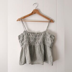 American Eagle Sage Stripe Peplum Tank